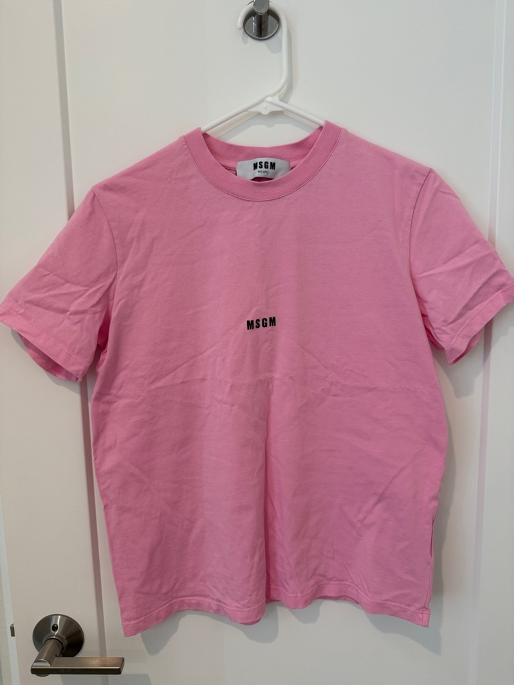 MSGM Pink Logo Cotton Short Sleeve Tee